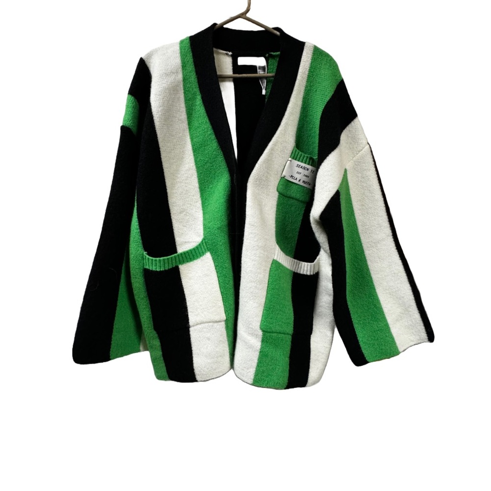 JASCLS Women's Green, Black, and white Long Sleeve Oversized Sweater Size Large